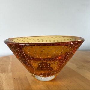 Vintage Mid Century Modern Amber Sommerso Bullicante bowl unsigned